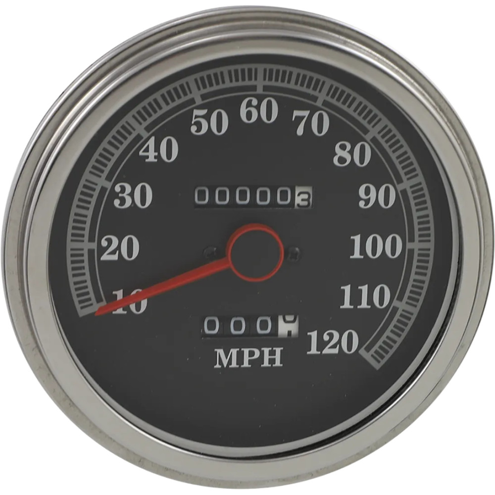 5" FL-Style 2240:60 Speedometer — 12 mm thread, black face, polished housing