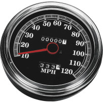 5" FL-Style 2:1 Speedometer — 12 mm threaded connector, Black