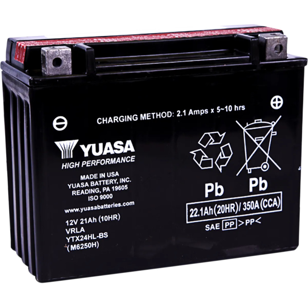 High Performance AGM Maintenance-Free Battery — 12V, 21Ah, CCA 350A, left-front negative terminal