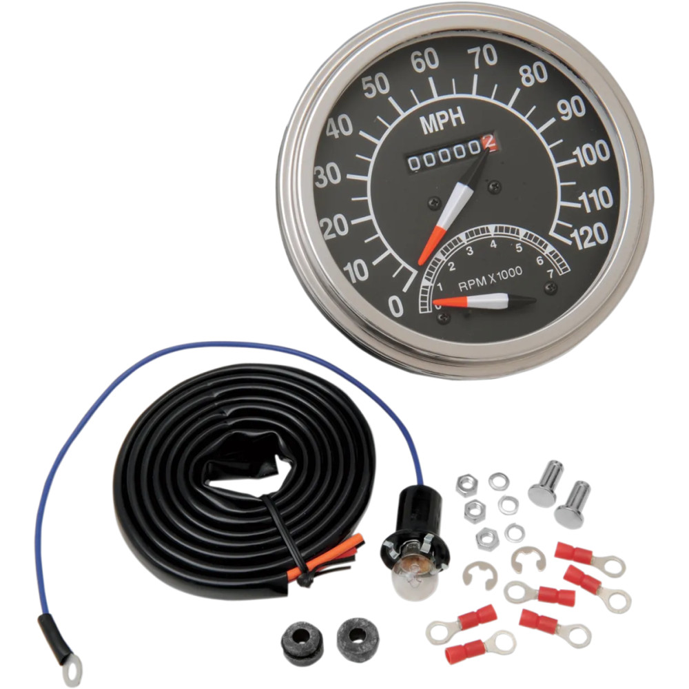 5" FL-Style 2:1 Speedometer — 5" outside diameter, 12 mm thread, 0–120 mph, Black