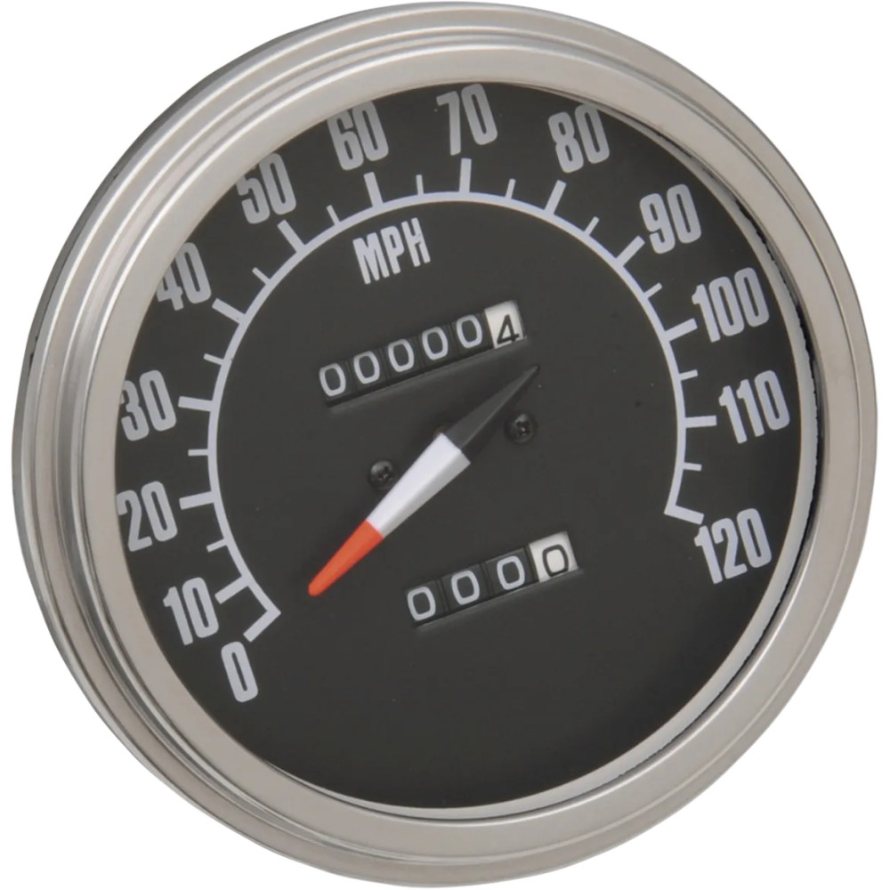 5" FL-Style 2:1 Speedometer — 12 mm thread, 0–120 mph, Black