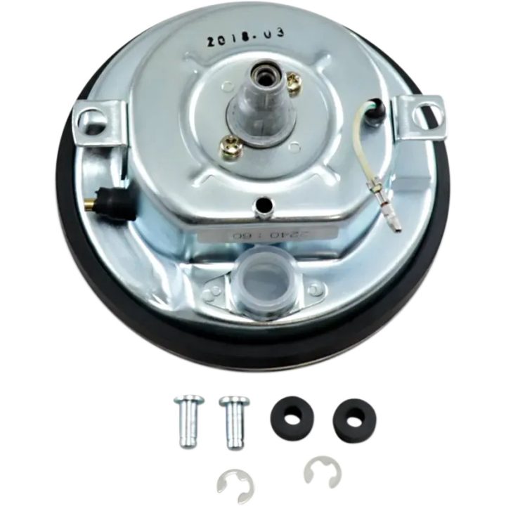 Velocímetro 5" FL-Style 2240:60 con interruptor reed — 5" de diámetro, cara negra, carcasa pulida, rosca 12 mm, compatible con s