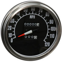 5" FL-Style 2240:60 Speedometer with Reed Switch — 12 mm thread, fits OEM cast dash, polished housing