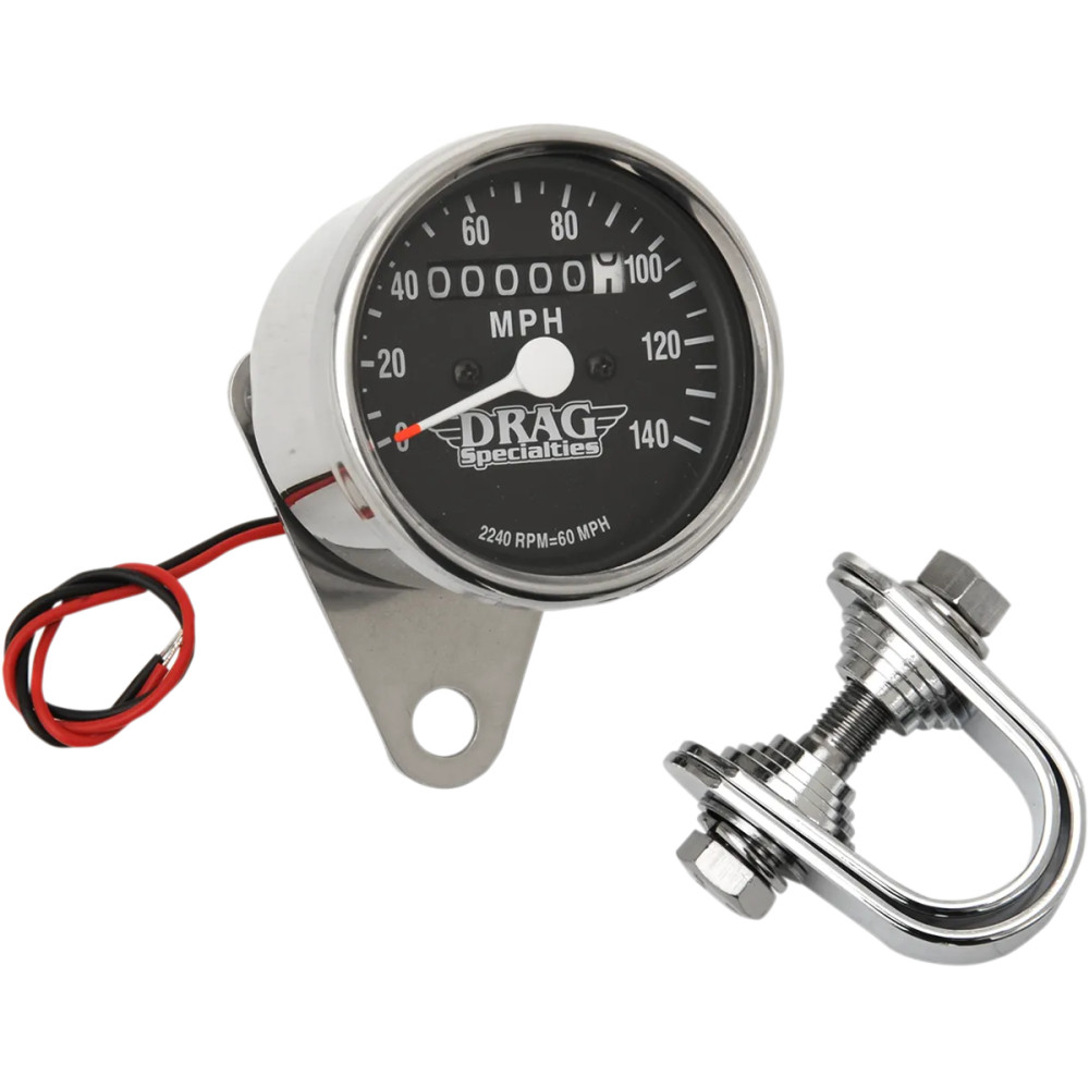 Mini Speedometer — 61 mm, 12V, 12 mm thread, Black
