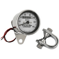 Mini Speedometer — 61 mm, Chrome housing, White face