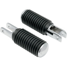 Chrome Foot Pegs with Rubber Sleeves — Small, Female mount, Pair, Chrome