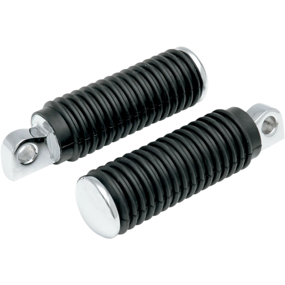 Chrome Foot Pegs with Rubber Sleeves — Long, Male mount