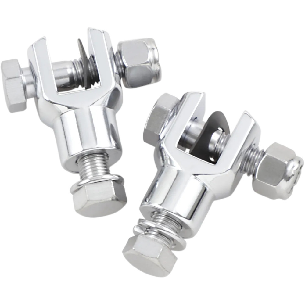 Replacement Chrome Foot Peg Clevis Mounts — Chrome finish, bolt-on, pair
