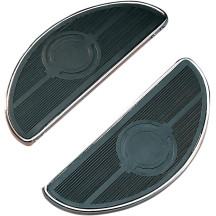 Floorboards For FL and FLST-Panhead — Half-Moon style, Pair, Black/Chrome