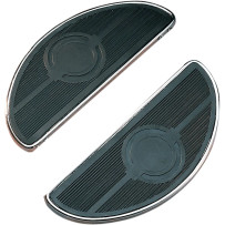 Floorboards For FL and FLST-Panhead — Half-Moon style, Pair, Black/Chrome