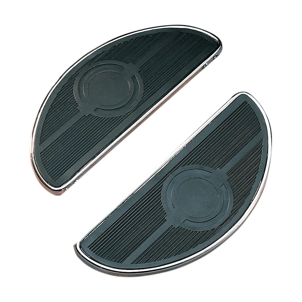 Floorboards For FL and FLST-Panhead — Half-Moon style, Pair, Black/Chrome