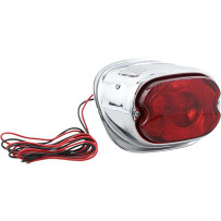 Conjunto de luz trasera — 12V, carcasa cromada, lente roja