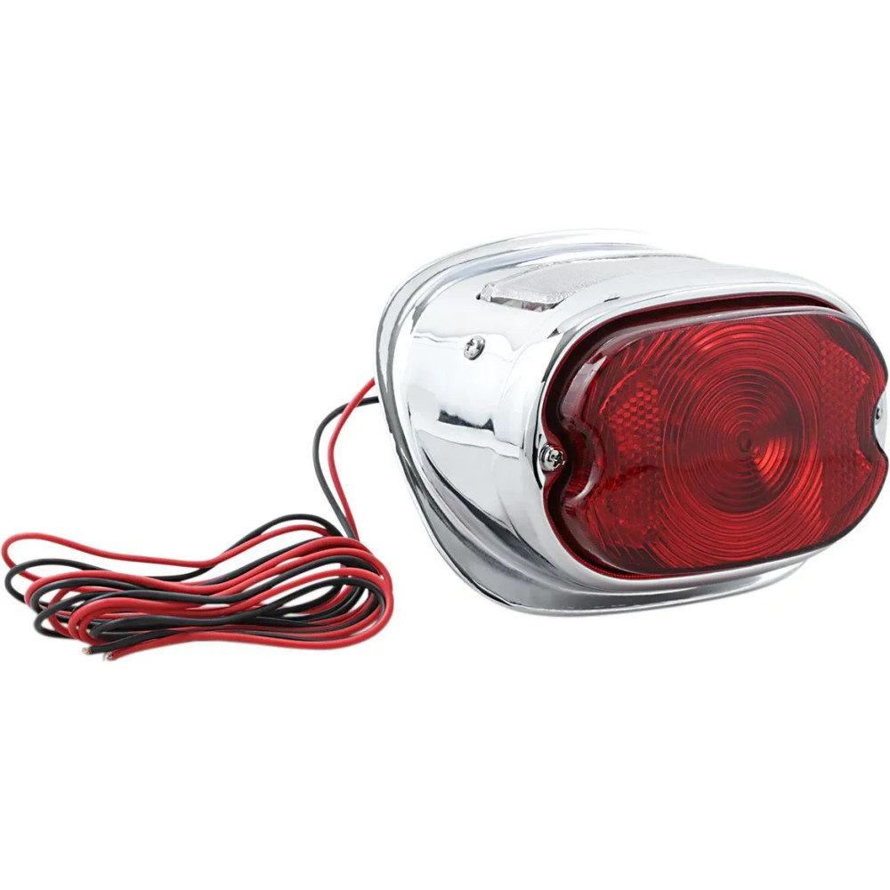 Conjunto de luz trasera — 12V, carcasa cromada, lente roja