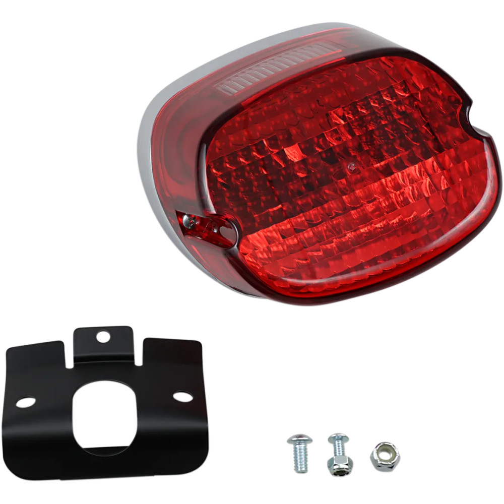 Ensamblaje de luz trasera Laydown — lente roja, carcasa cromada, Harley-Davidson®