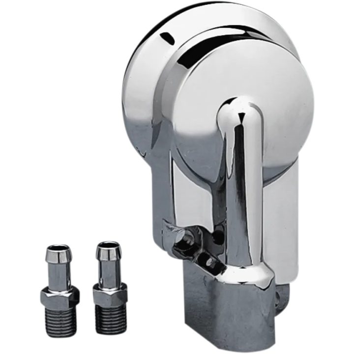 Custom Oil Filter Mount — 1/4" NPT fittings, fits Evolution-style oil filters, chrome