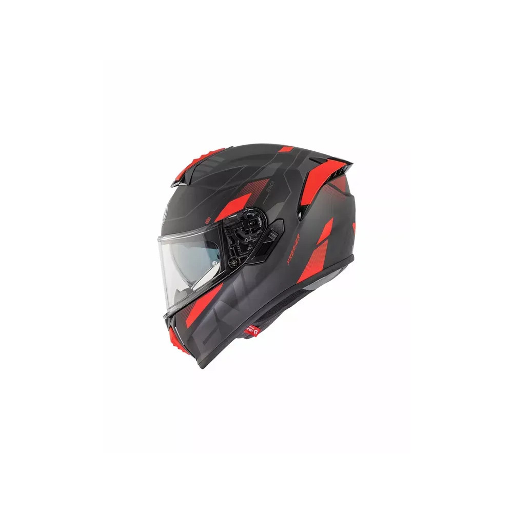 Casco Evoluzione PR — Talla M, Integral, Negro/Rojo, Mate