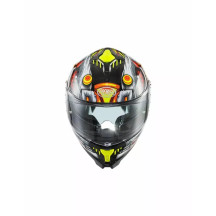 Casco Typhoon LY Graphic — Talla XS, Rojo/Amarillo/Gris, Brillo