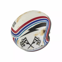 Casco Vintage — Talla S, Visera ahumada, Blanco mate