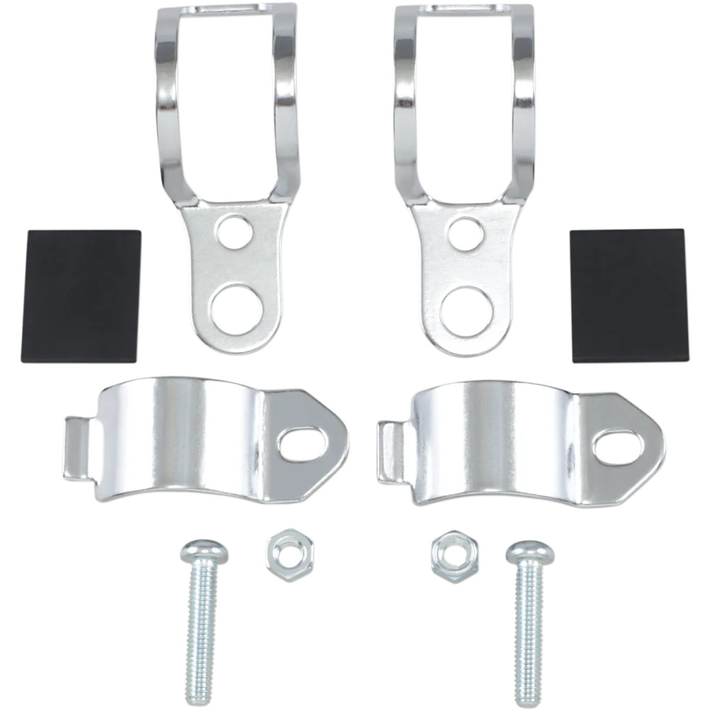 Universal Fork-Mount Marker Light Brackets — 35–39 mm, Chrome