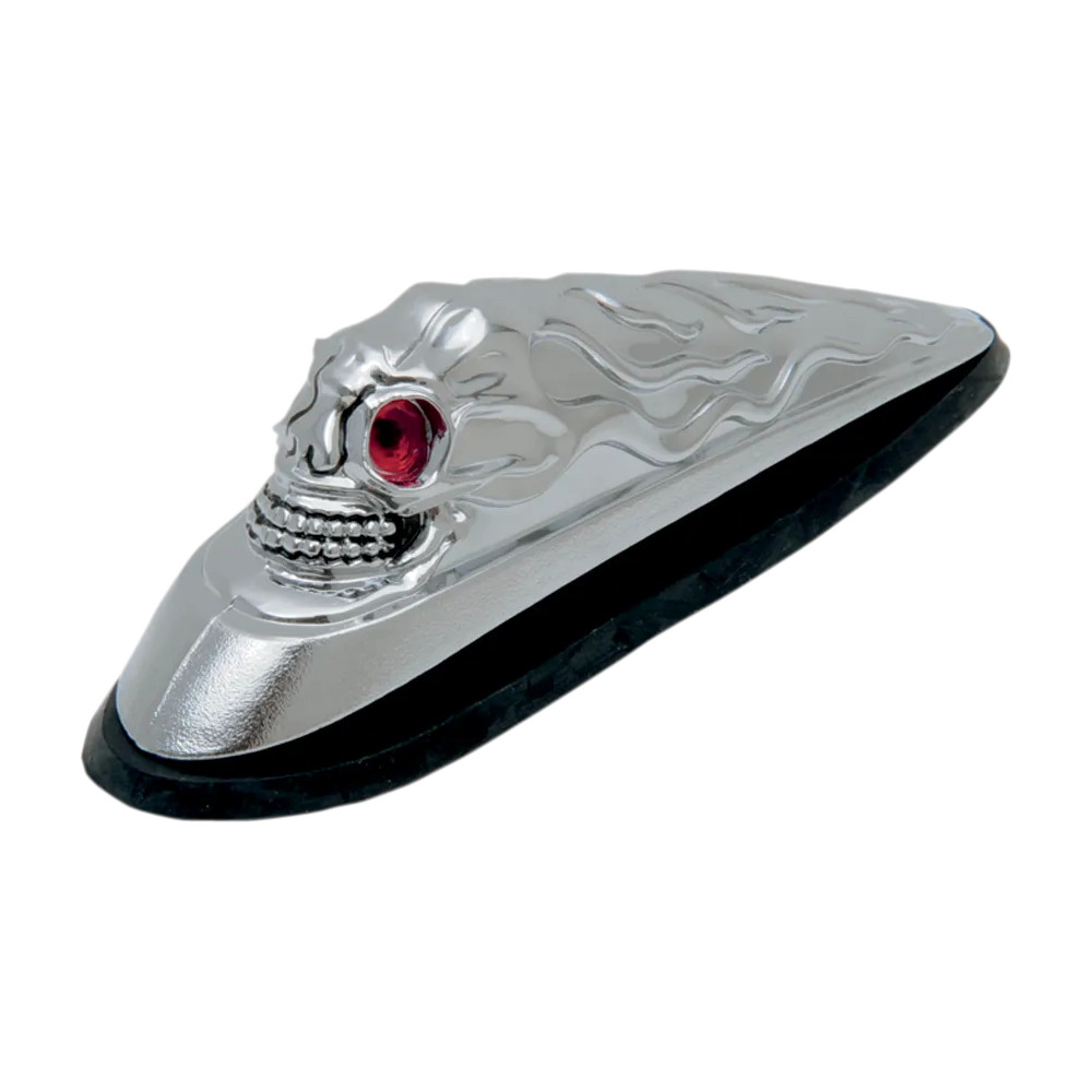 Adorno de guardabarros delantero con cabeza de calavera — acabado cromado, montaje delantero, 1 bombilla