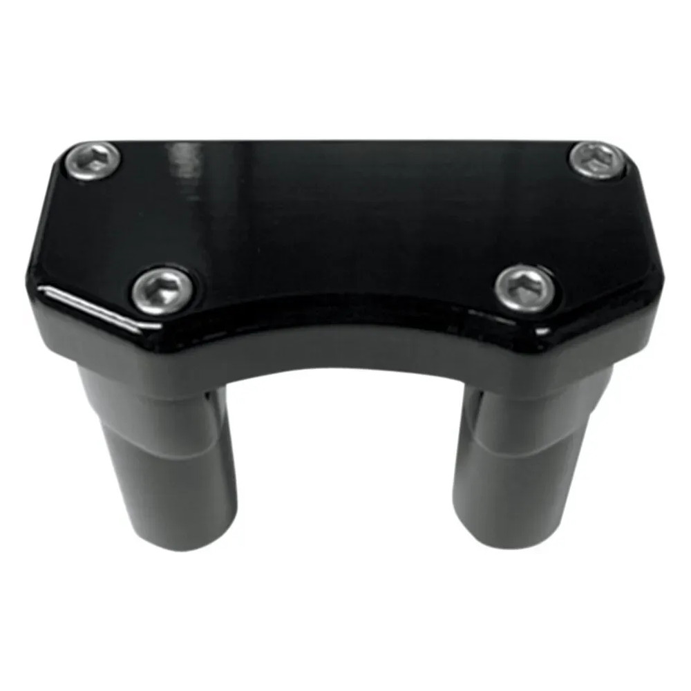 Handlebar Riser & Top Clamp Kit — 25.4 mm clamp, 76.2 mm rise, 1/2-13 thread, Black gloss