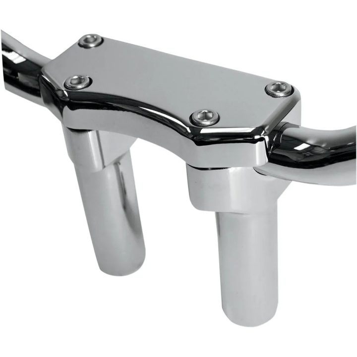 Kit de elevadores de manillar y abrazadera superior — Altura 10 cm (4"), Abrazadera 25.4 mm (1"), Rosca 1/2-13, Cromo
