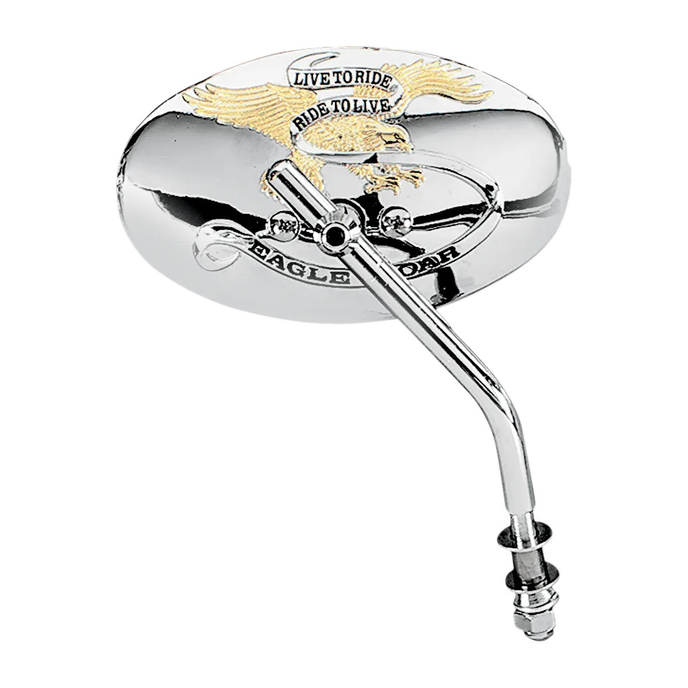 Live To Ride Custom Mirrors — 5/16"-18, 76 mm (3"), 15 cm (6"), Chrome, Gold