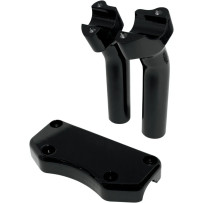 Handlebar Riser & Top Clamp Kit — 25.4 mm (1") clamp, 38.1 mm (1-1/2") pullback, 14 cm (5-1/2") rise, Black
