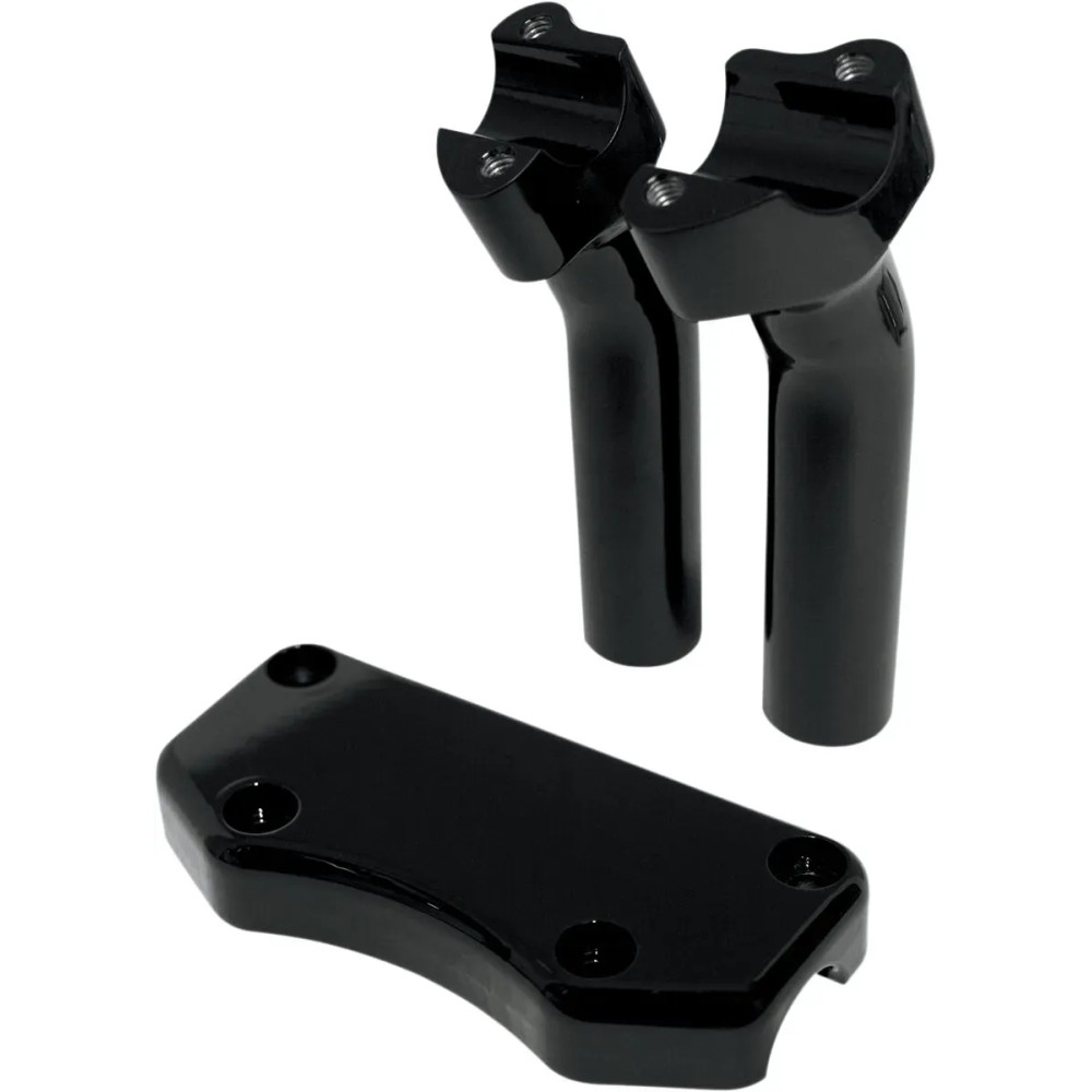 Handlebar Riser & Top Clamp Kit — 25.4 mm (1") clamp, 38.1 mm (1-1/2") pullback, 14 cm (5-1/2") rise, Black