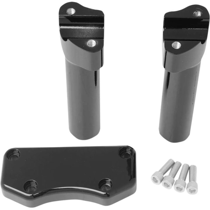 Kit de Elevadores de Manillar y Abrazadera Superior — Altura 15 cm, Abrazadera 25,4 mm, Rosca 1/2-13, Negro brillo