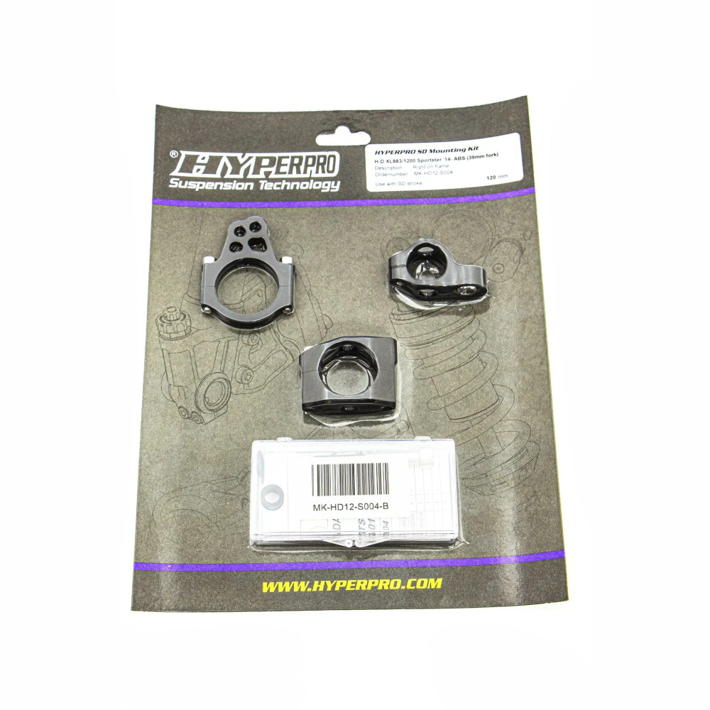 Steering Damper Mounting Kits — MK-HD12-S004-B, Black, Pair