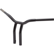 Manillar Kage Fighter con riser curvado soldado — 12" de altura, 30" de ancho, 3-1/2" centro a centro, 1-1/4" de diámetro, Negro