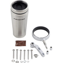 Universal Drink Holder with Mug — 25.4 mm (1") handlebar, Chrome