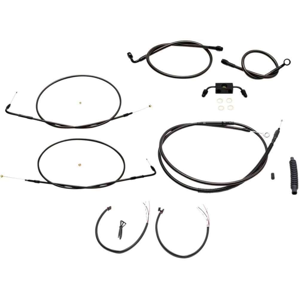 Complete Midnight Braided Handlebar Cable/Brake Line Kit — Fits 12"–14" handlebar height