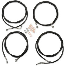Standard Black Vinyl Handlebar Cable/Brake Line Kit — 12"–14" handlebar height, Ape Hanger