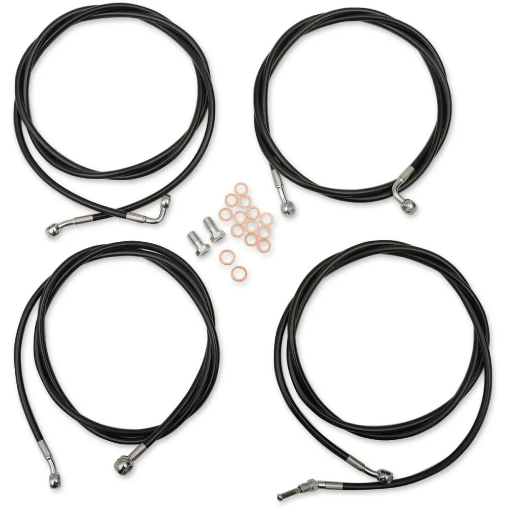 Standard Black Vinyl Handlebar Cable/Brake Line Kit — 12"–14" handlebar height, Ape Hanger