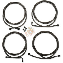 Standard Midnight Braided Handlebar Cable/Brake Line Kit — Ape Hanger, fits 15"–17" risers, Black
