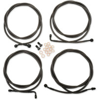 Standard Midnight Braided Handlebar Cable/Brake Line Kit — Ape Hanger, fits 15"–17" risers, Black