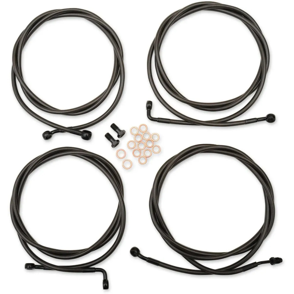 Standard Midnight Braided Handlebar Cable/Brake Line Kit — Ape Hanger, fits 15"–17" risers, Black