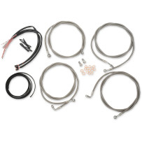Complete Stainless Braided Handlebar Cable/Brake Line Kit — Standard fit, Mini bend, ABS compatible, Natural clear-coated