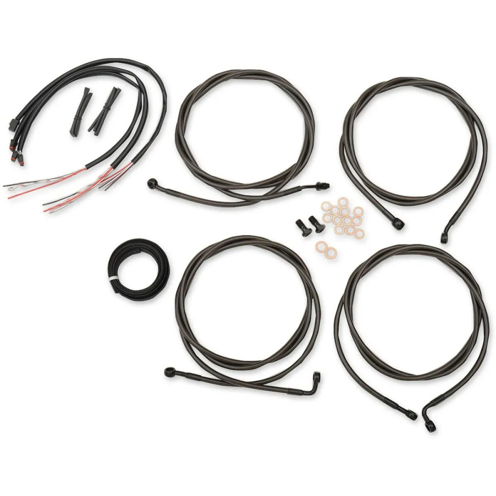 Kit completo de cables trenzados Midnight para manillar/cable de freno — Negro, apto para altura de manillar 12"–14"